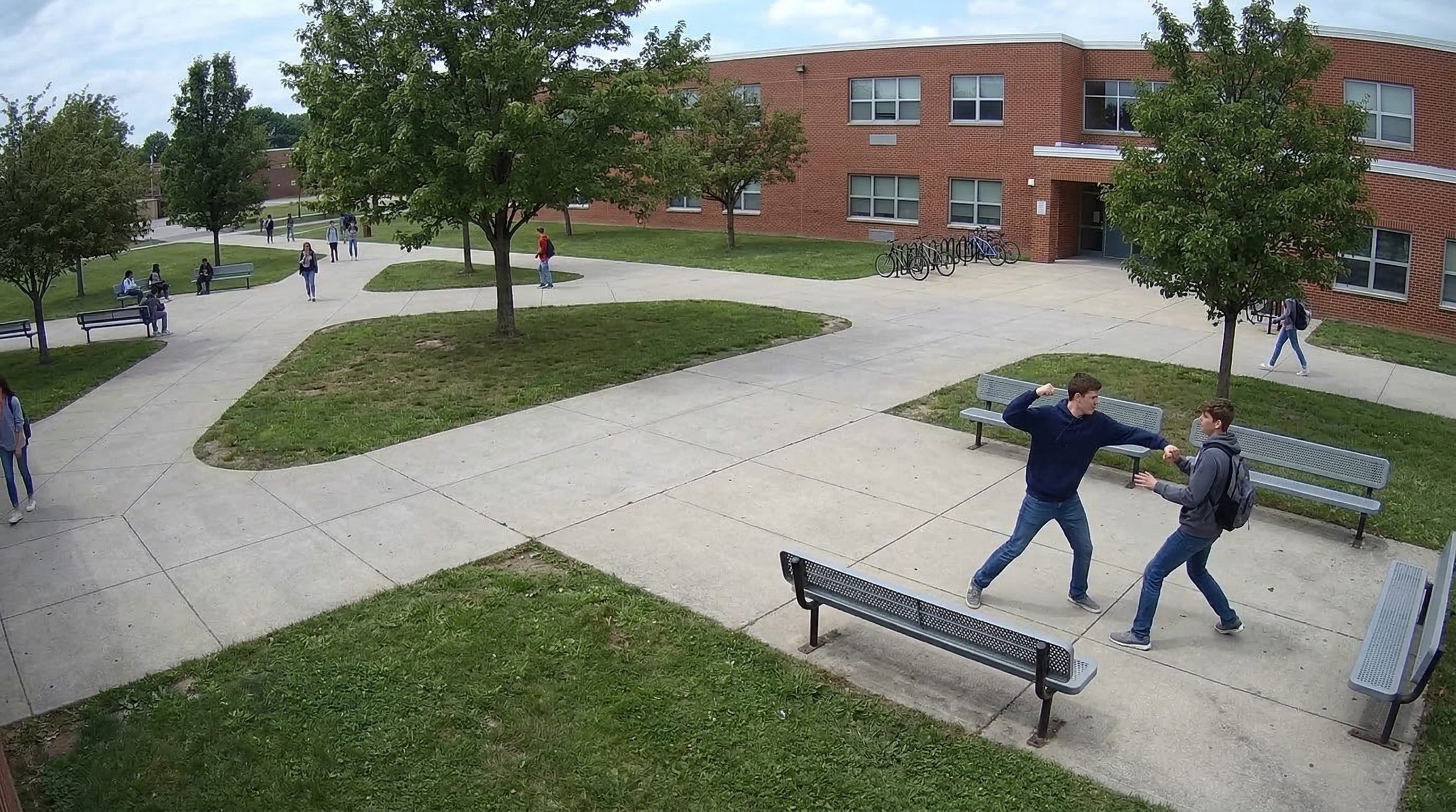School courtyard surveillance feed